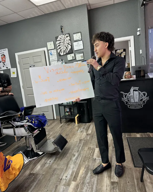 A student presents to the class