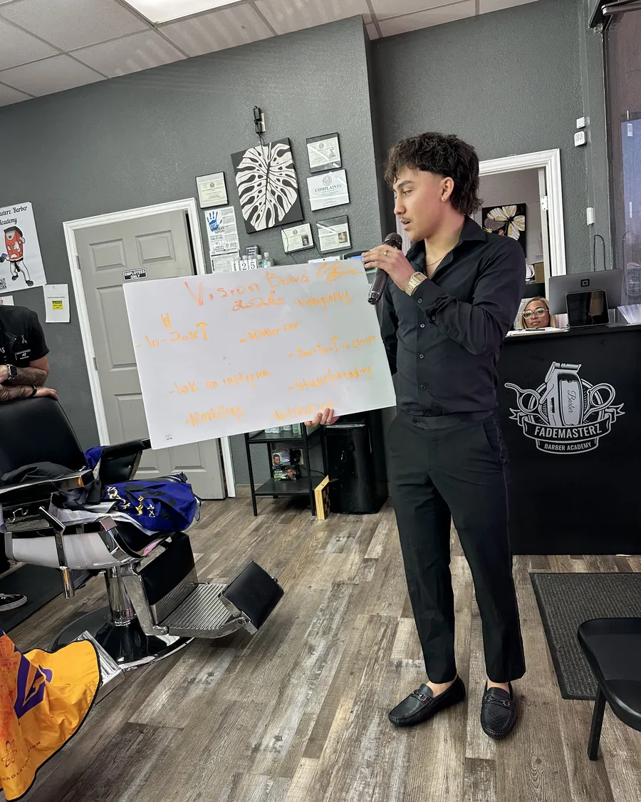 A student presents to the class during theory